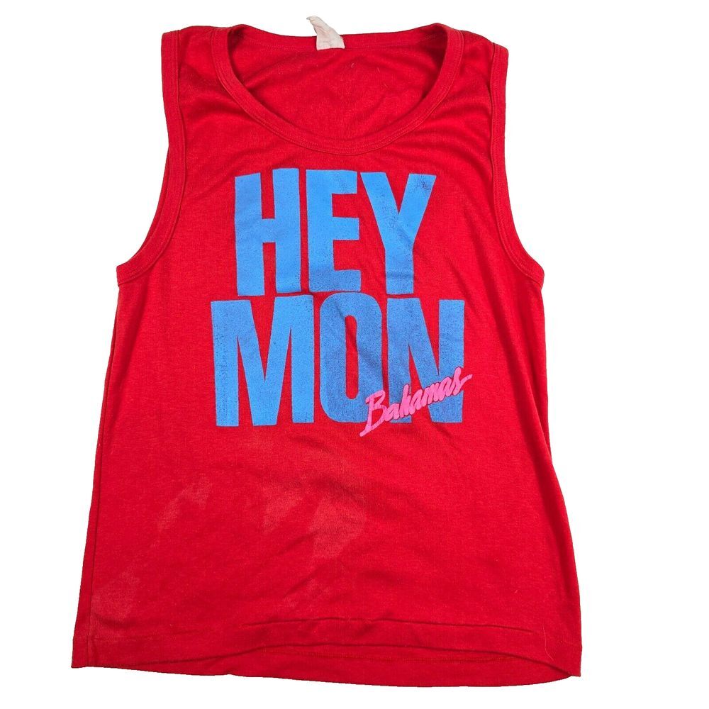 Hey Mon Bahamas Vintage Sea Breeze‎ Size Large Souvenir Tank Top Red